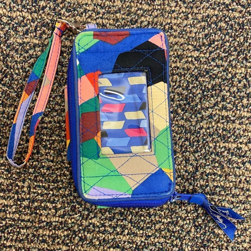 Vera bradley blue geometric pattern pocket wallet‎ bag - Picture 4 of 6